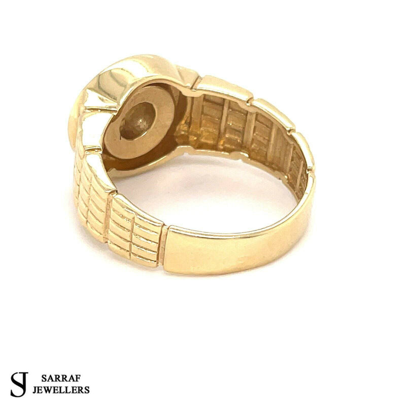 Onyx Cz Heavy Men's Gents Solid 14Ct 14K Yellow Gold Ring 585 Brand New 7.9gr - Sarraf Jewellers