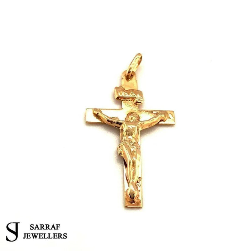 9ct Yellow Gold 375 Hallmarked Crucifix Cross Jesus Brand **New* - Sarraf Jewellers
