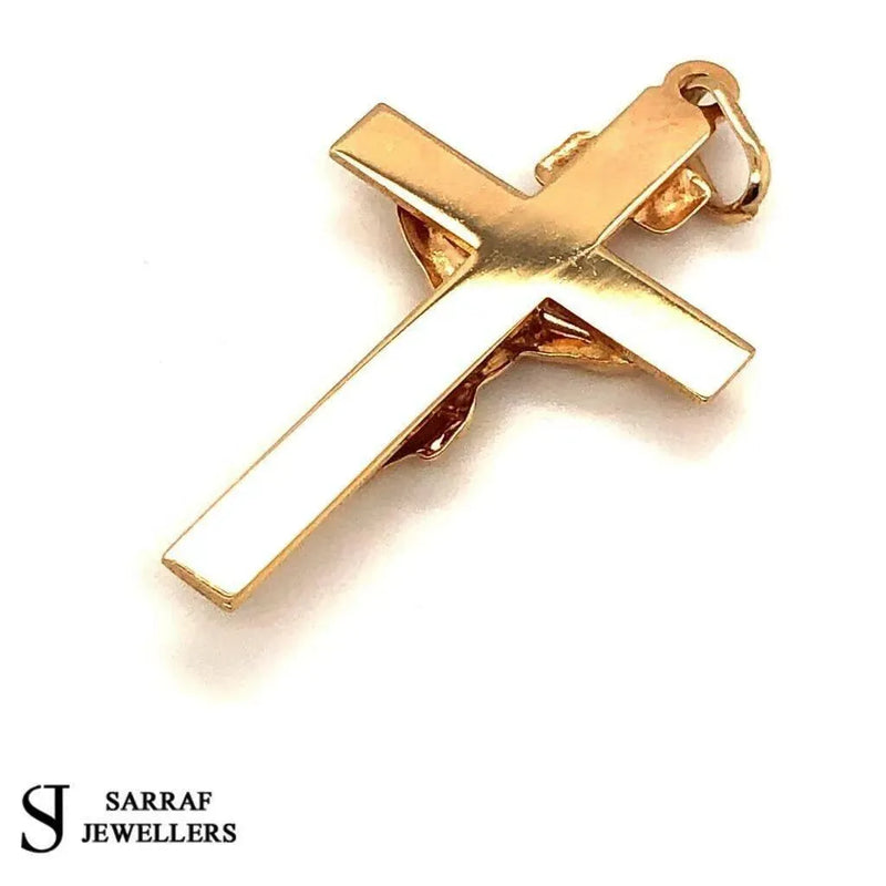 9ct Yellow Gold 375 Hallmarked Crucifix Cross Jesus Brand **New* - Sarraf Jewellers