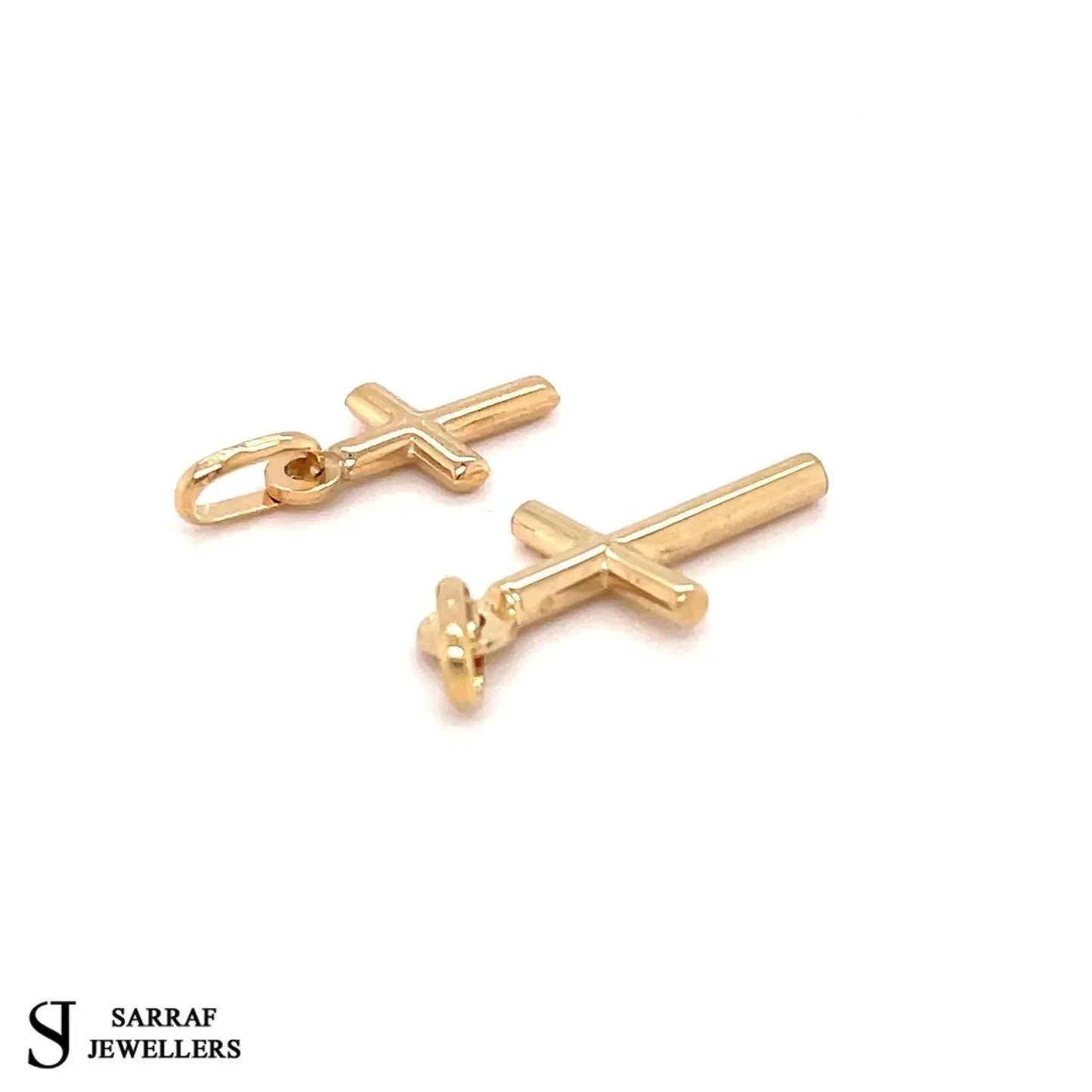 9ct-yellow-gold-cross-minimalist-pendant-small-medium-charms-or-shop-online-sarraf-jewellers-uk-2 - Sarraf Jewellers