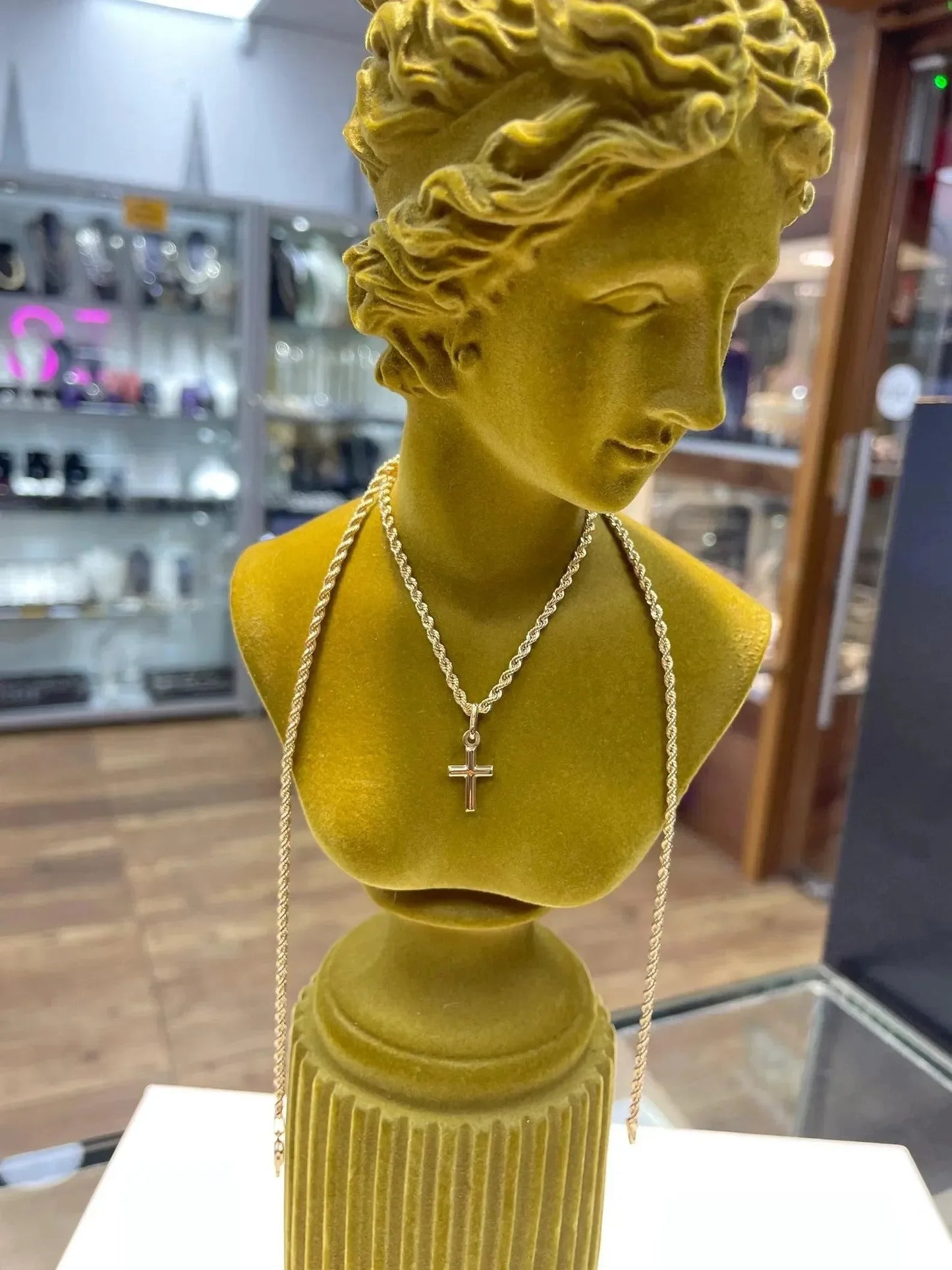 9ct-yellow-gold-cross-minimalist-pendant-small-medium-charms-or-shop-online-sarraf-jewellers-uk-3 - Sarraf Jewellers
