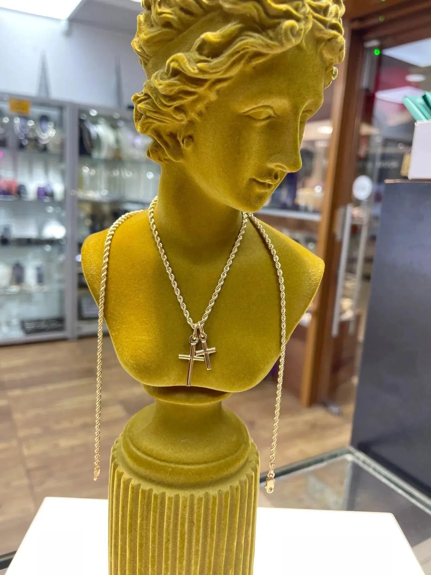 9ct-yellow-gold-cross-minimalist-pendant-small-medium-charms-or-shop-online-sarraf-jewellers-uk-5 - Sarraf Jewellers