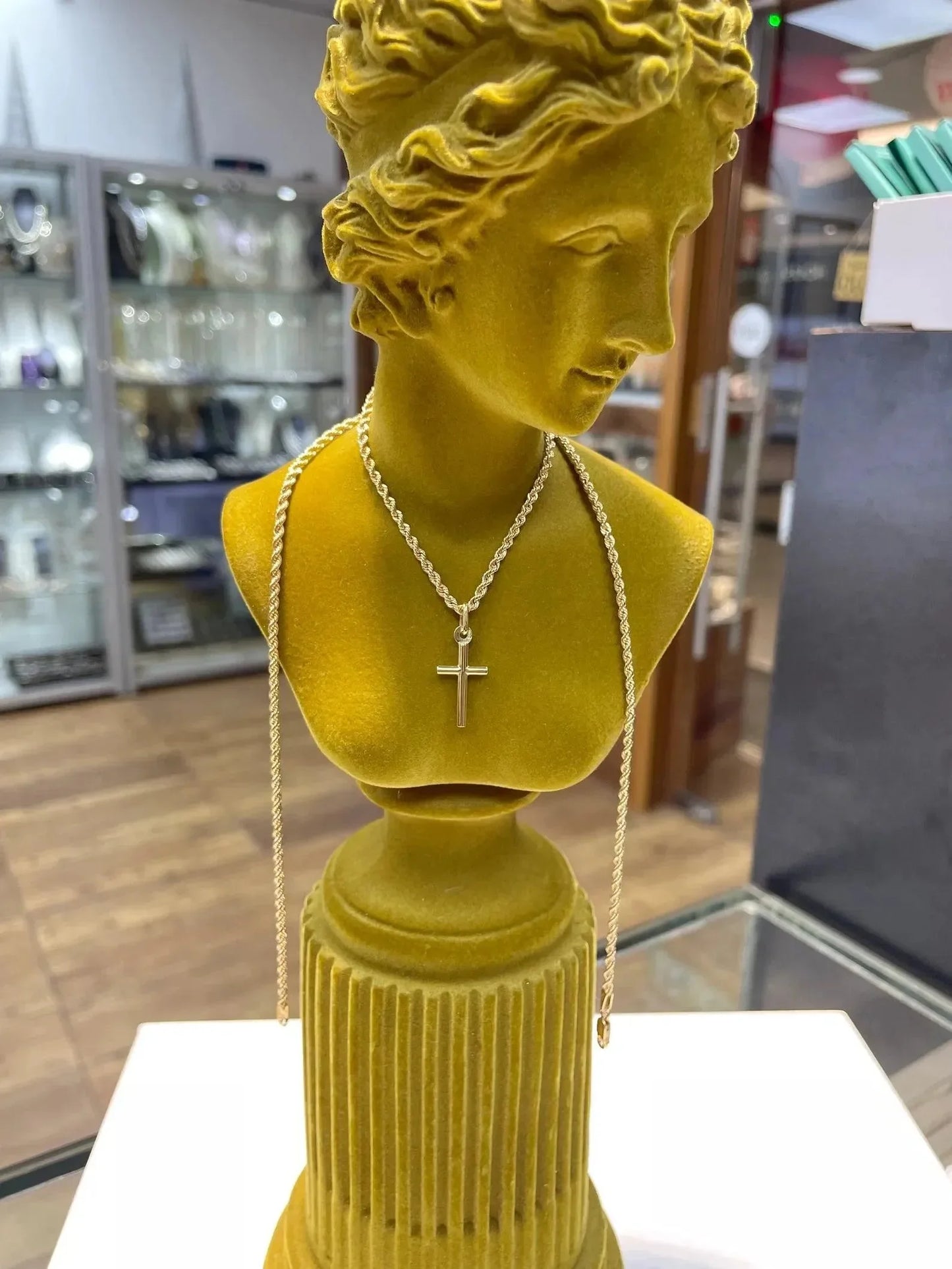 9ct-yellow-gold-cross-minimalist-pendant-small-medium-charms-or-shop-online-sarraf-jewellers-uk-6 - Sarraf Jewellers