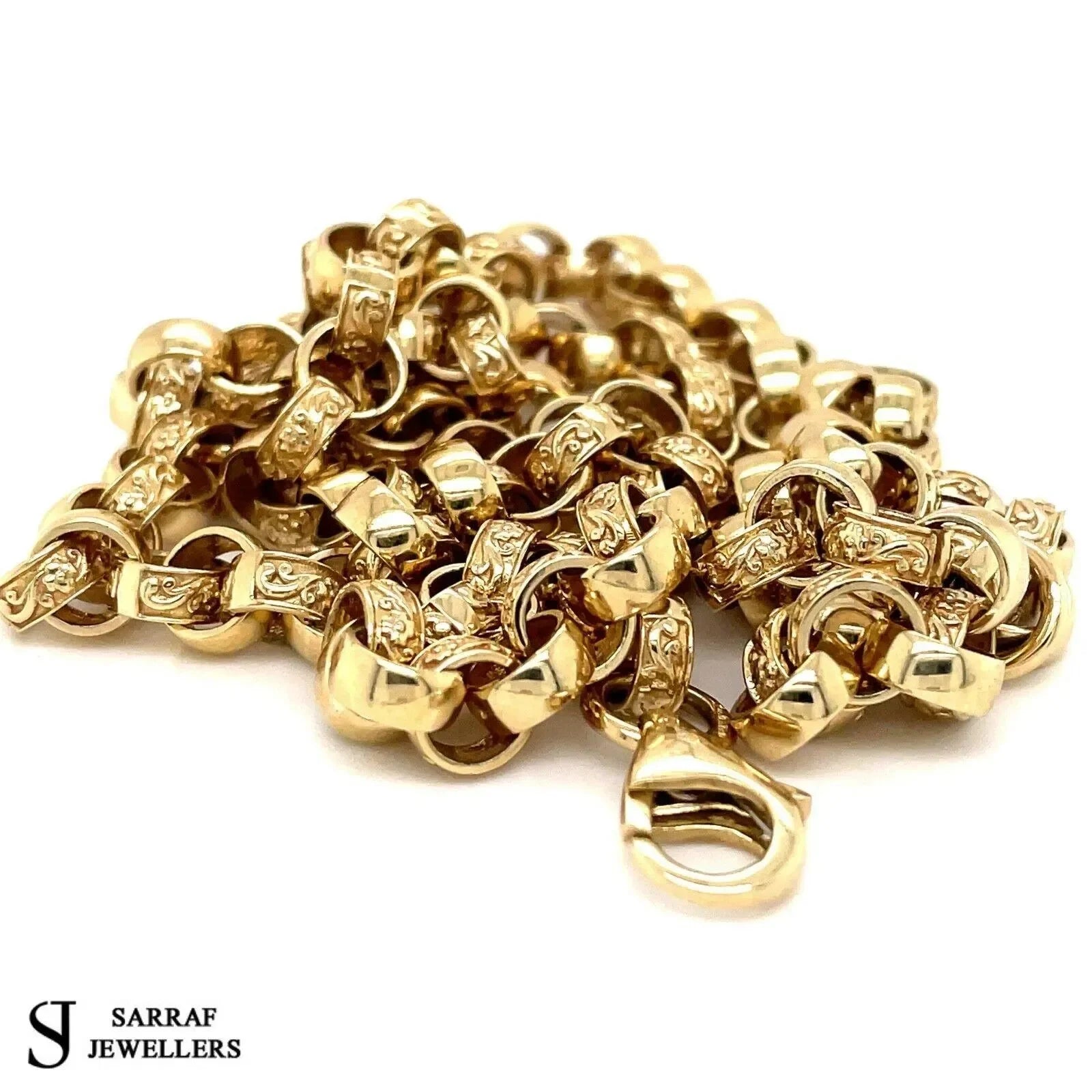 9ct Solid Patterned Belcher Chain | Shop Online Sarraf Jewellers UK