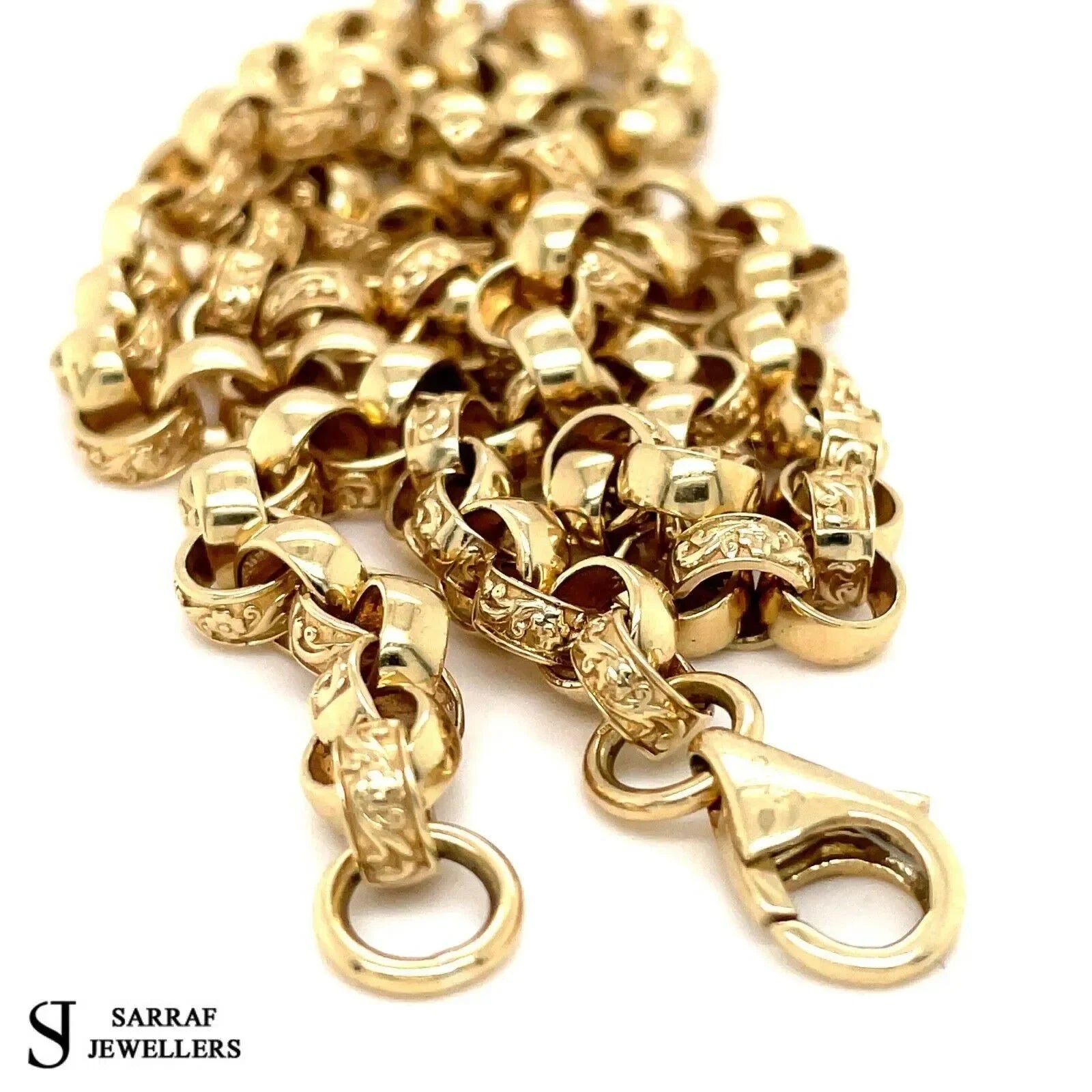 9ct Solid Patterned Belcher Chain | Shop Online Sarraf Jewellers UK