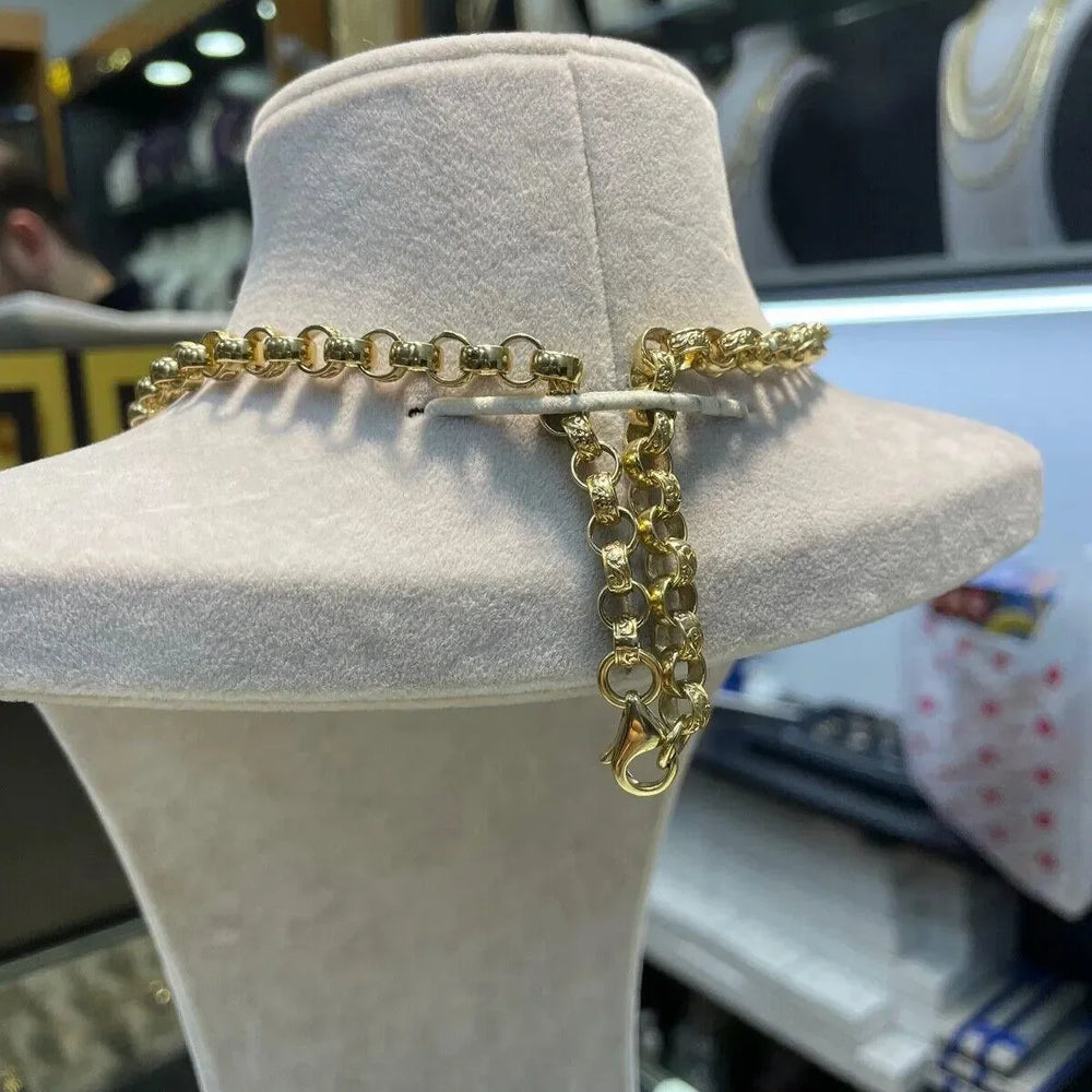 9ct Solid Patterned Belcher Chain | Shop Online Sarraf Jewellers UK