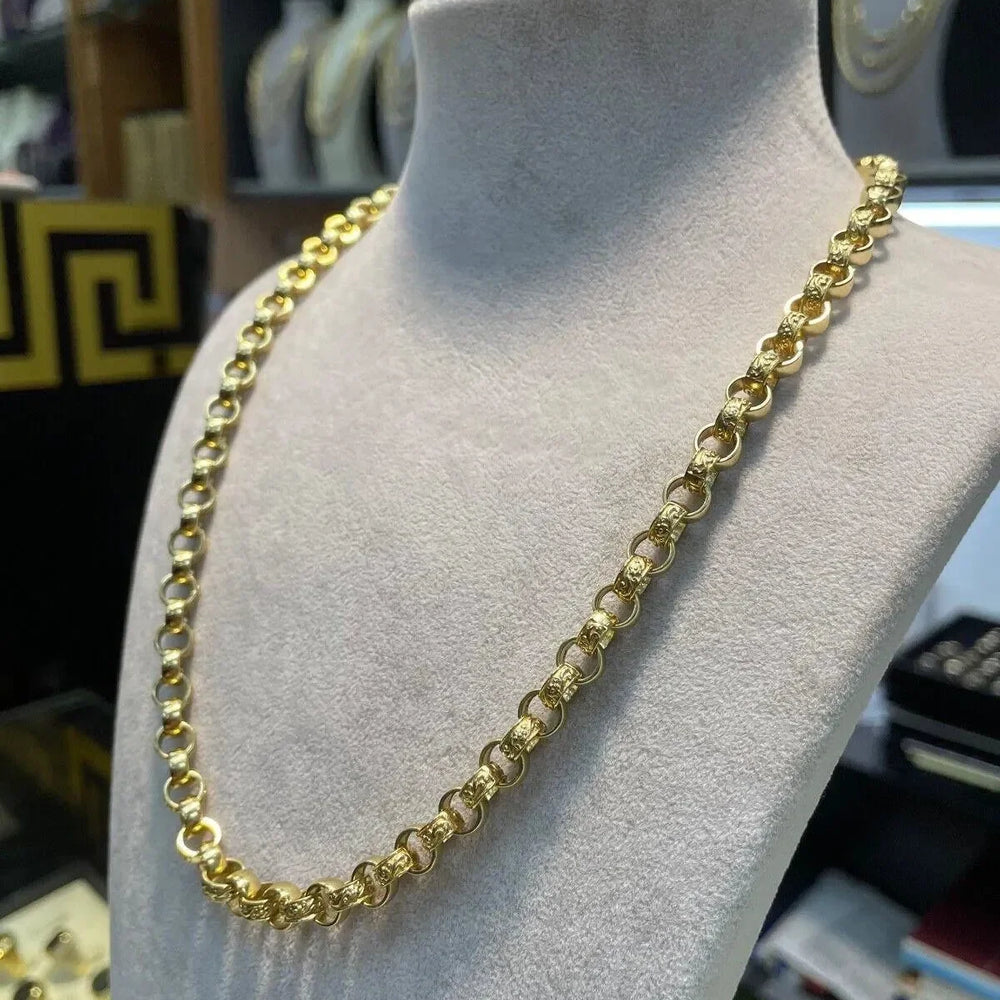 9ct Solid Patterned Belcher Chain | Shop Online Sarraf Jewellers UK
