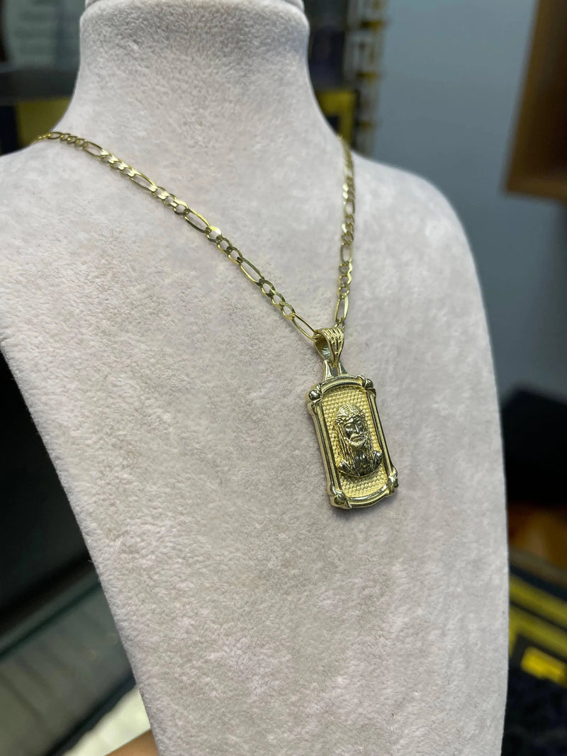 9ct Yellow Gold Jesus Head Dog Tag 375 Hallmarked Pendant BRAND NEW Mens Ladies