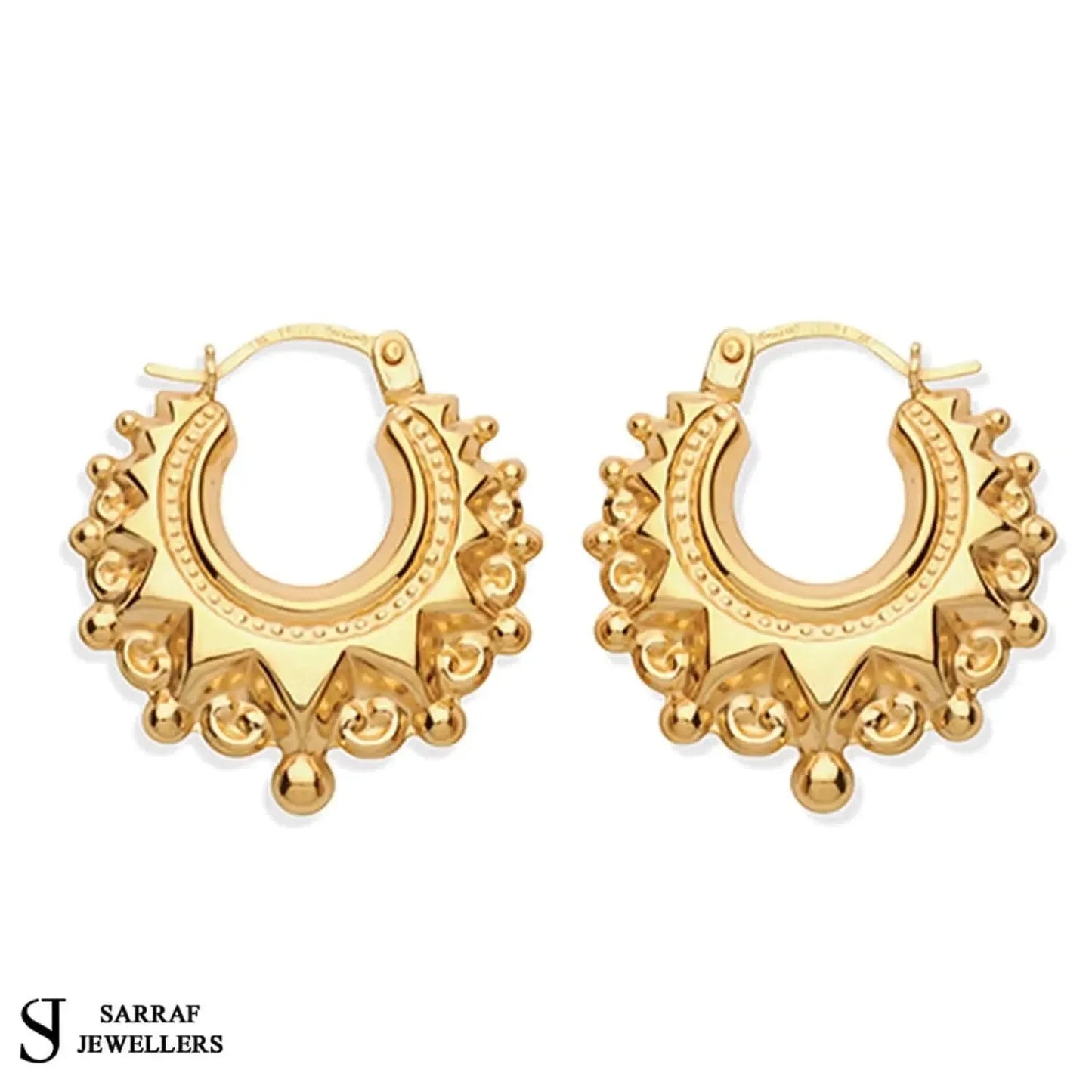 9ct-yellow-gold-ladies-plain-victorian-creole-earring-uk-hallmarked-or-shop-online-sarraf-jewellers-uk-1 - Sarraf Jewellers