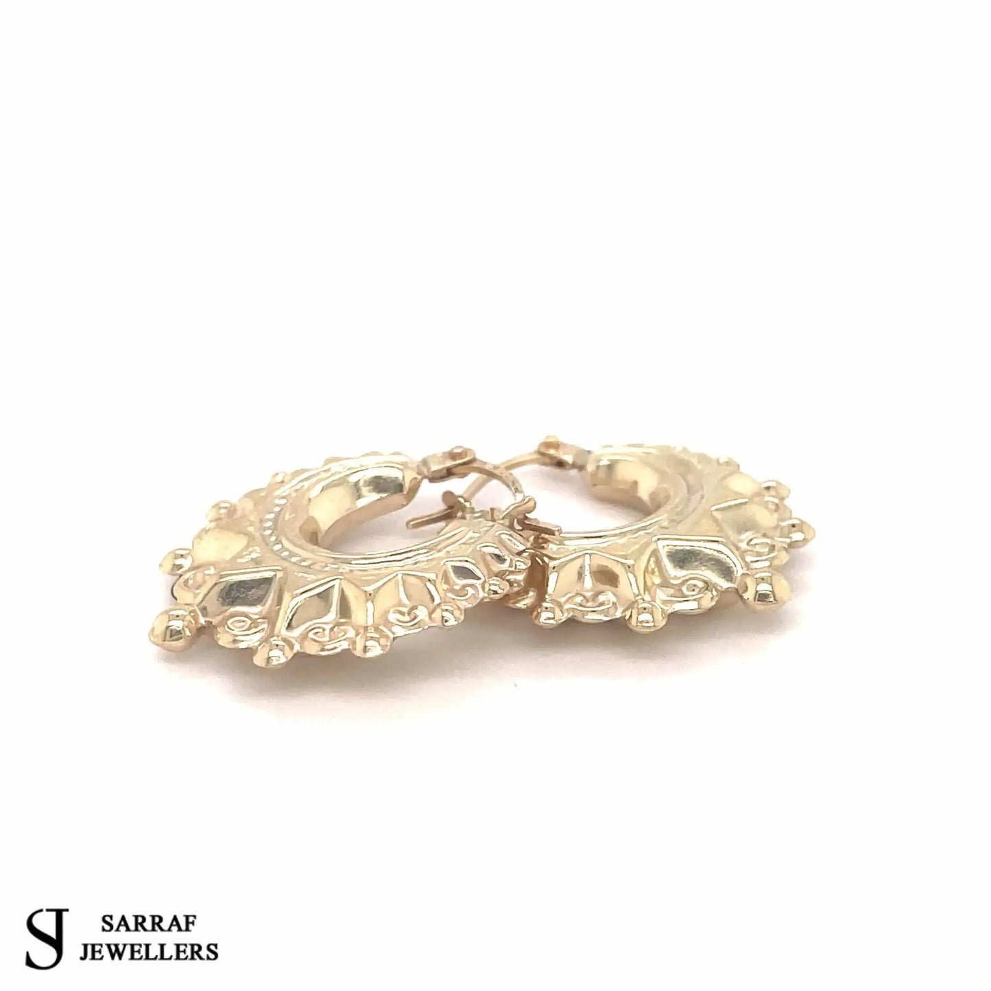 9ct-yellow-gold-ladies-plain-victorian-creole-earring-uk-hallmarked-or-shop-online-sarraf-jewellers-uk-2 - Sarraf Jewellers