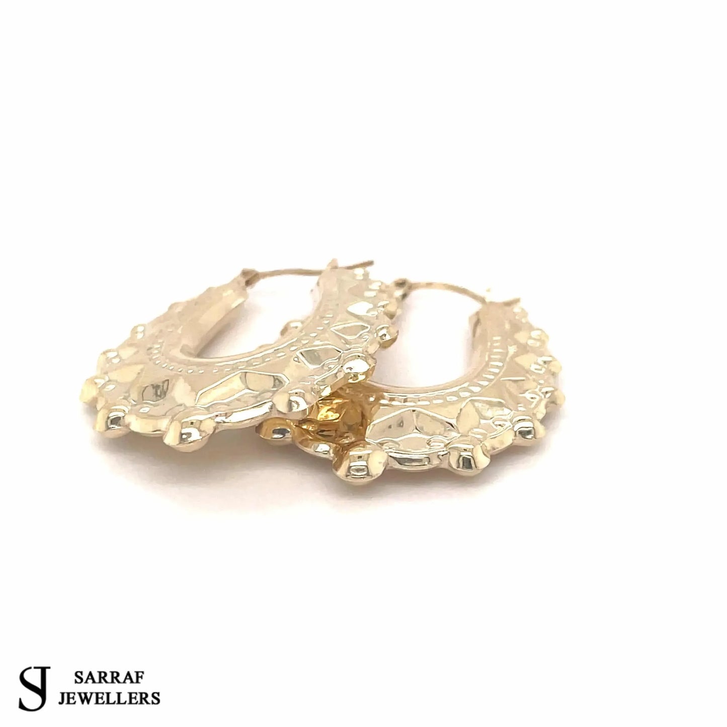 9ct-yellow-gold-oval-victorian-creole-earrings-plain-spike-design-uk-hallmarked-or-shop-online-sarraf-jewellers-uk-3 - Sarraf Jewellers