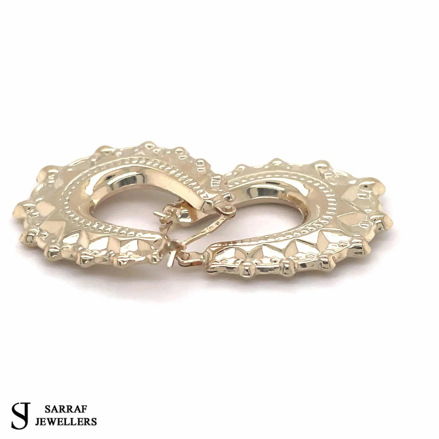 9ct-yellow-gold-oval-victorian-creole-earrings-plain-spike-design-uk-hallmarked-or-shop-online-sarraf-jewellers-uk-4 - Sarraf Jewellers