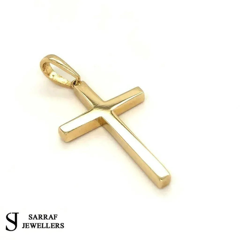 9ct-yellow-gold-plain-cross-pendant-uk-hallmarked-or-shop-online-sarraf-jewellers-uk-1 - Sarraf Jewellers