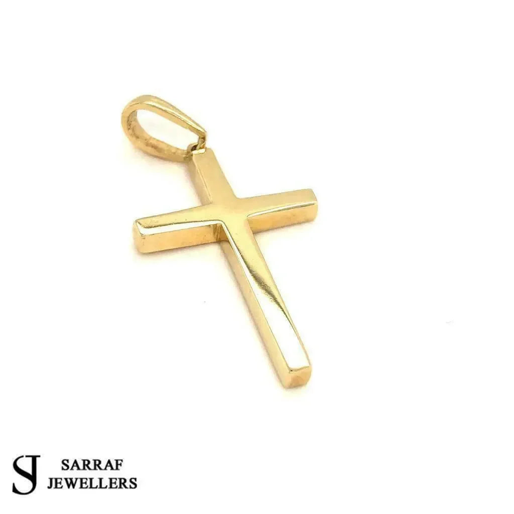 9ct-yellow-gold-plain-cross-pendant-uk-hallmarked-or-shop-online-sarraf-jewellers-uk-2 - Sarraf Jewellers