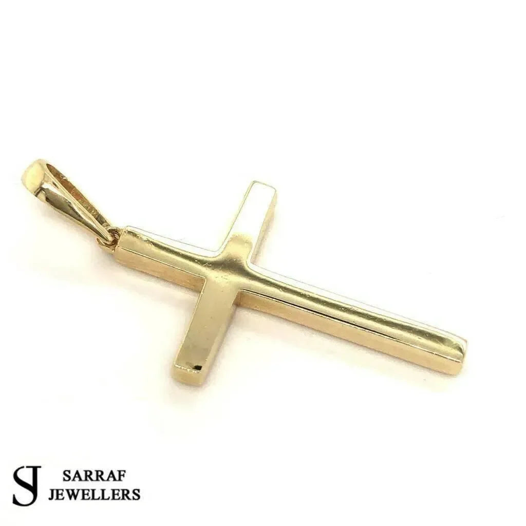 9ct-yellow-gold-plain-cross-pendant-uk-hallmarked-or-shop-online-sarraf-jewellers-uk-3 - Sarraf Jewellers