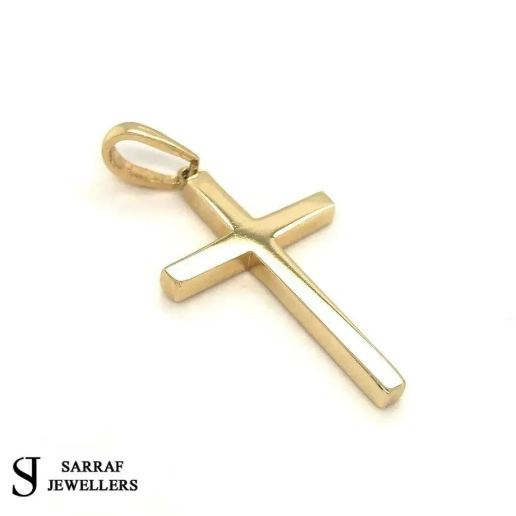 9ct-yellow-gold-plain-cross-pendant-uk-hallmarked-or-shop-online-sarraf-jewellers-uk-4 - Sarraf Jewellers
