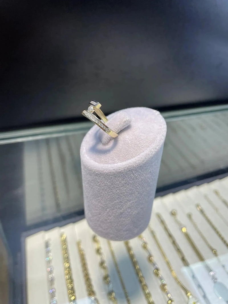 9ct Yellow Gold Ring, Engagement Ring,Single Stone Ring, Cubic Zirconia Stones Ring - Sarraf Jewellers