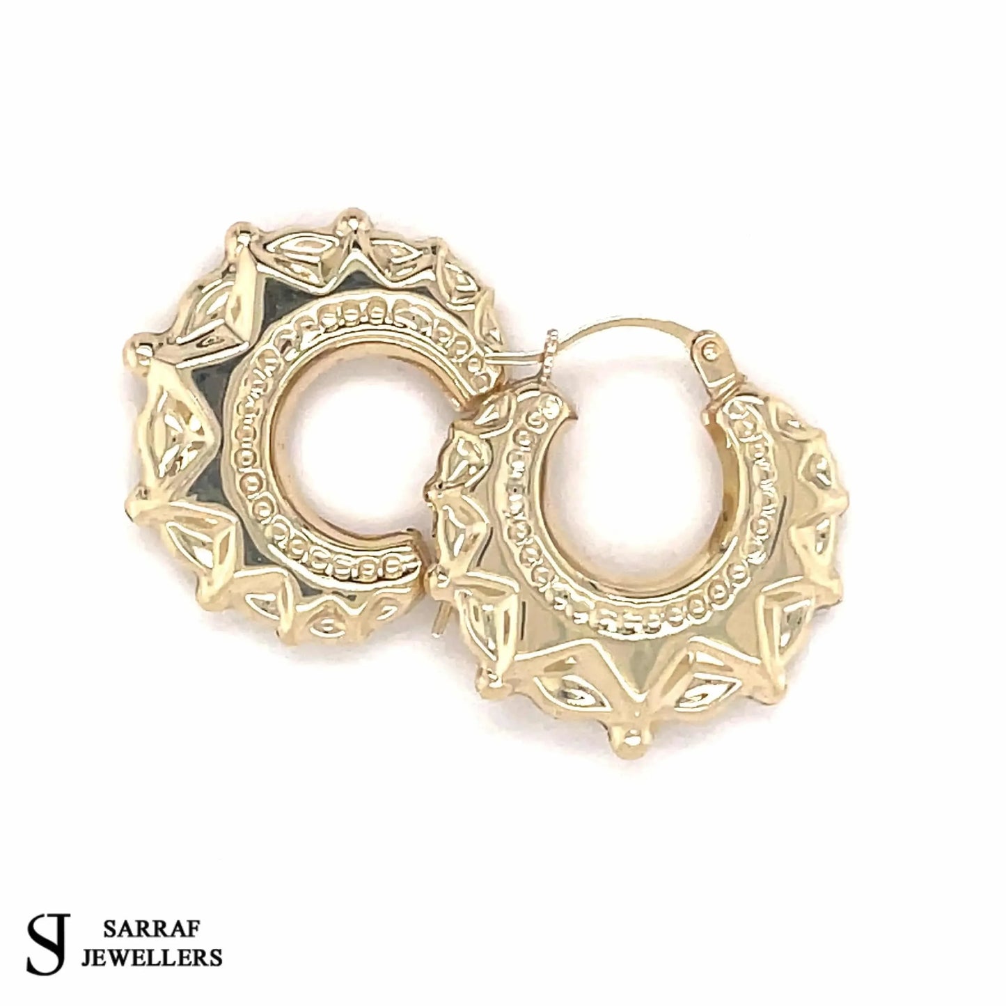 9ct-yellow-gold-round-victorian-creole-earring-plain-spike-design-uk-hallmarked-or-shop-online-sarraf-jewellers-uk-1 - Sarraf Jewellers