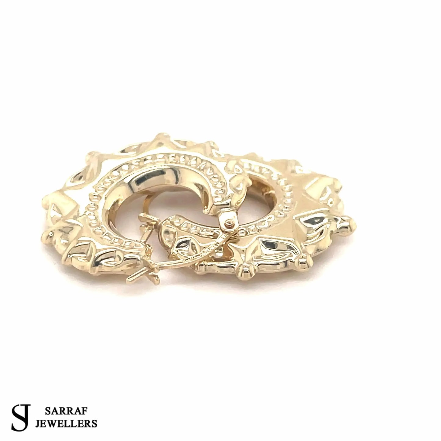 9ct-yellow-gold-round-victorian-creole-earring-plain-spike-design-uk-hallmarked-or-shop-online-sarraf-jewellers-uk-2 - Sarraf Jewellers