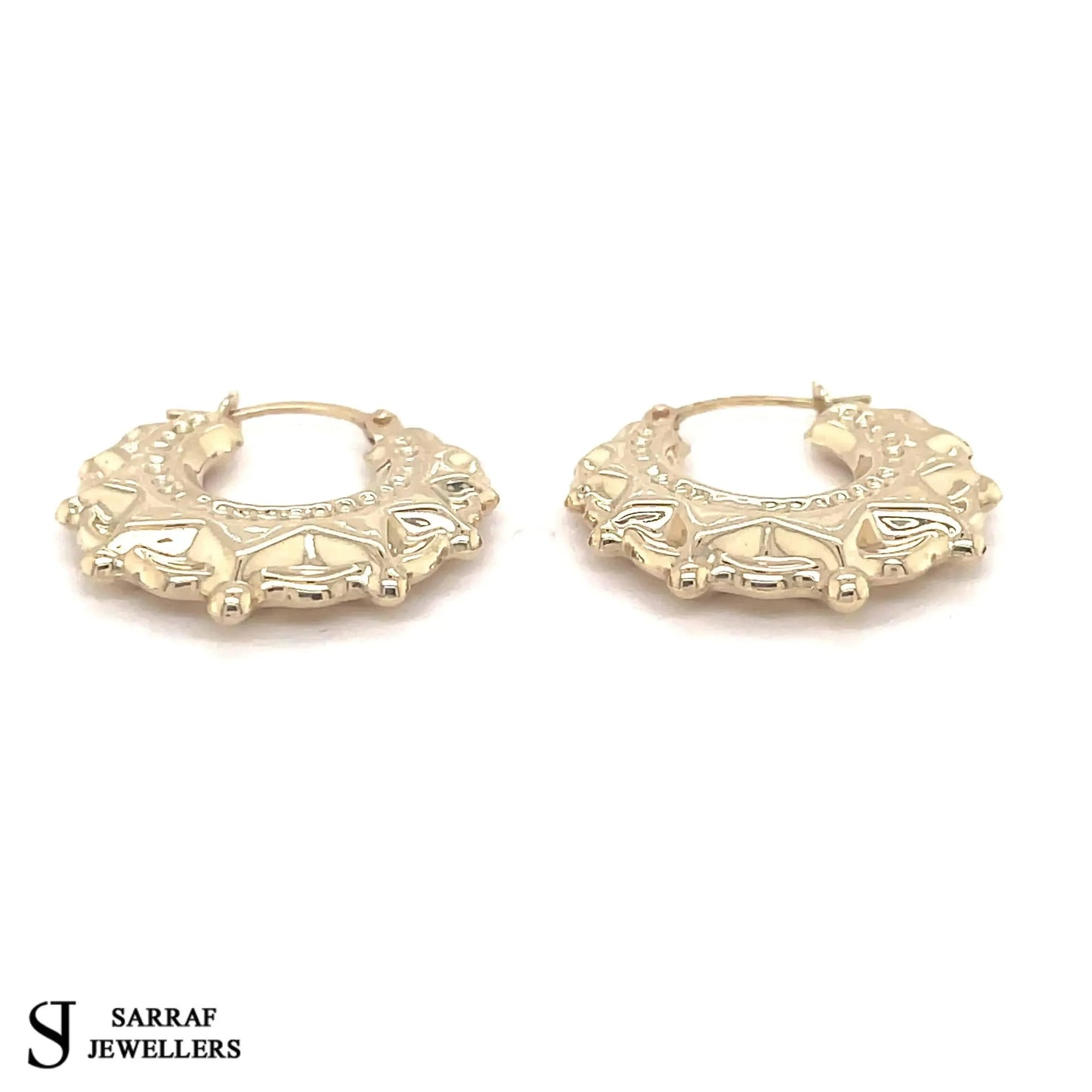 9ct-yellow-gold-round-victorian-creole-earring-plain-spike-design-uk-hallmarked-or-shop-online-sarraf-jewellers-uk-3 - Sarraf Jewellers