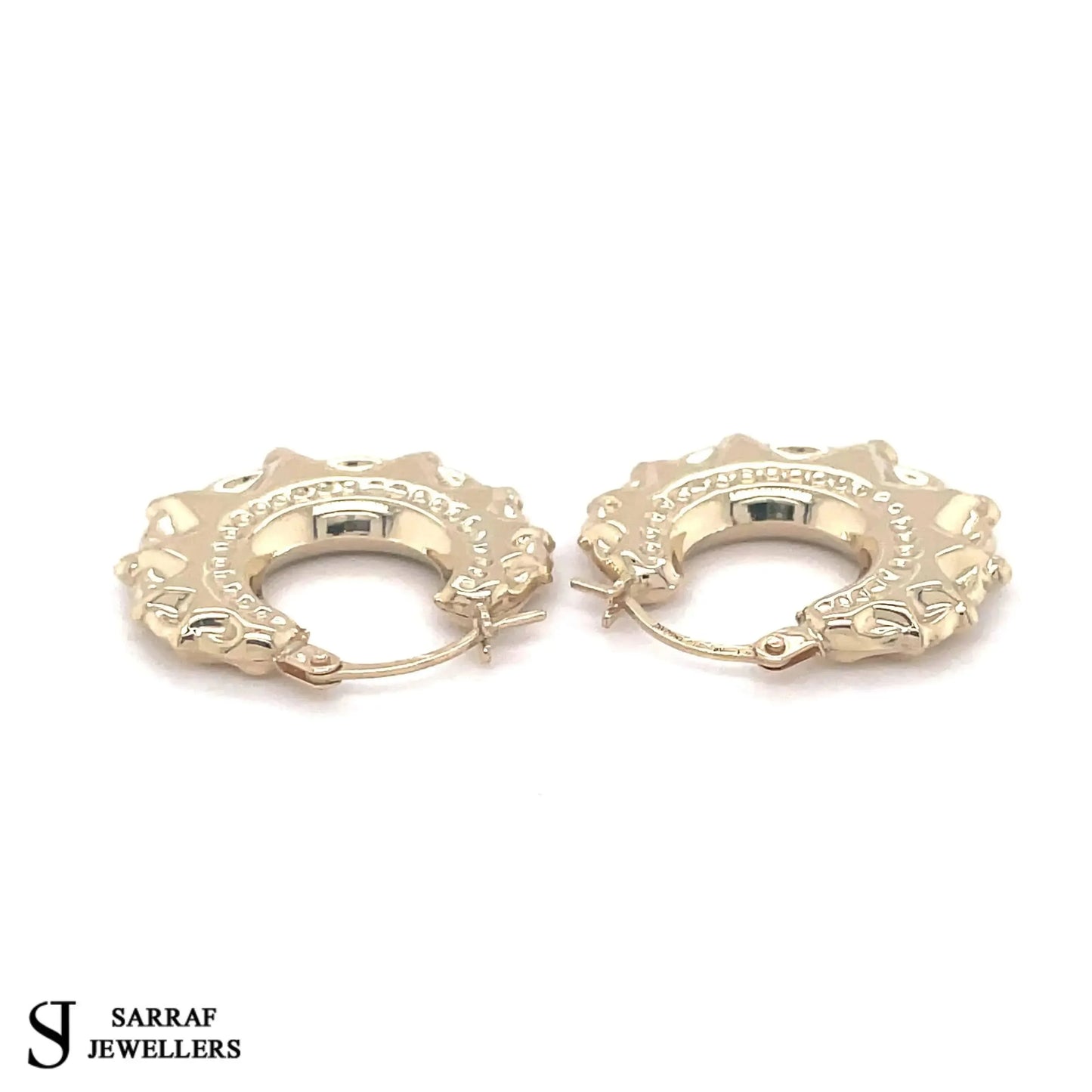 9ct-yellow-gold-round-victorian-creole-earring-plain-spike-design-uk-hallmarked-or-shop-online-sarraf-jewellers-uk-5 - Sarraf Jewellers