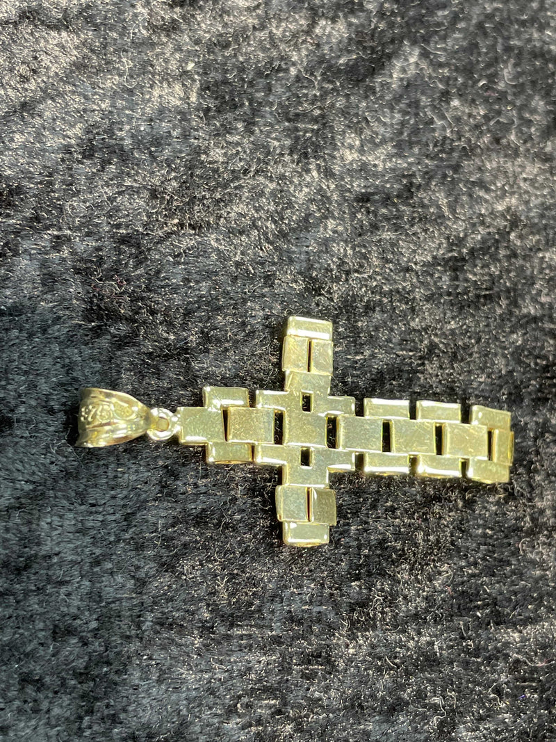 9ct Yellow Gold Fancy Link Cross Pendant 375 Hallmarked BRAND NEW Mens Pendant - Sarraf Jewellers