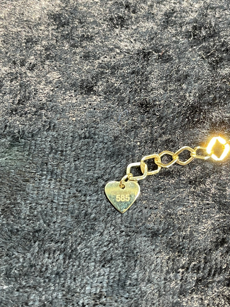 14ct Yellow Gold Ladies Evil Eye Adjustable Music Key & Butterfly Charm Hallmarked Bracelet BRAND NEW - Sarraf Jewellers