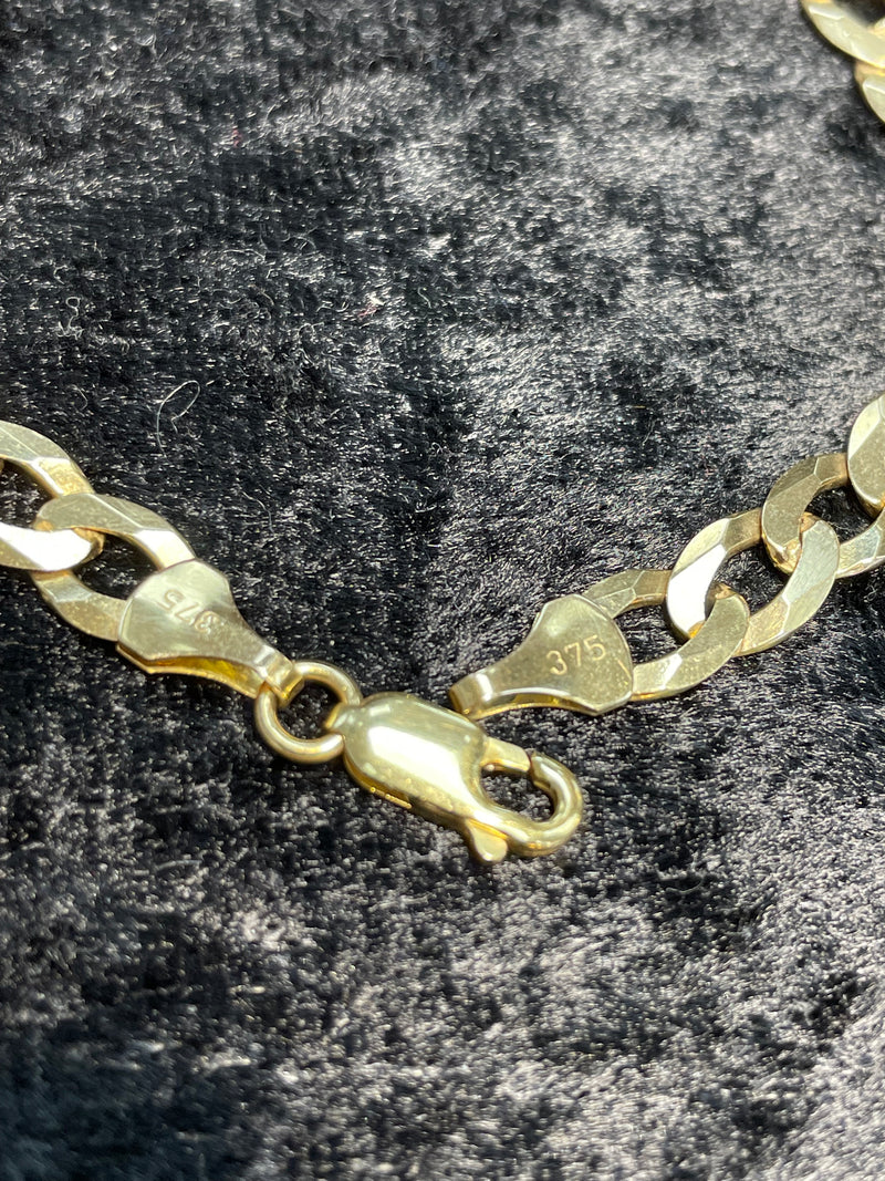 9ct Yellow Gold CHAIN Bracelet UNISEX 375 Hallmarked 6.8gr 7.5" NEW! - Sarraf Jewellers