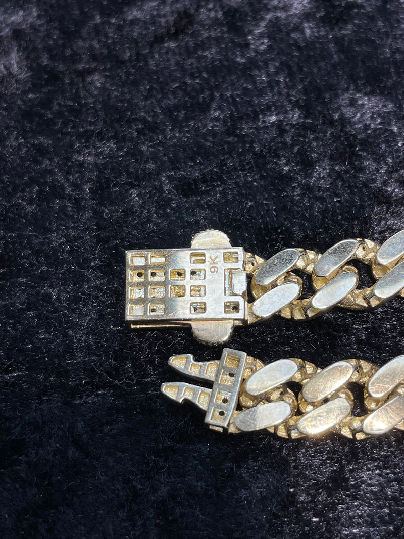 9ct Yellow Gold CZ Detail CHAIN Bracelet UNISEX 375 Hallmarked 12.4gr 7.5" NEW! - Sarraf Jewellers