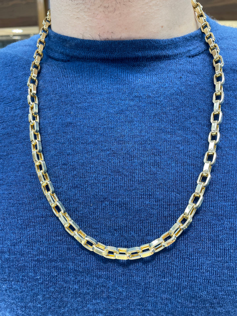 14ct YELLOW GOLD Round Link BELCHER Chain Necklace 26" 7MM 28.9GR NEW! - Sarraf Jewellers