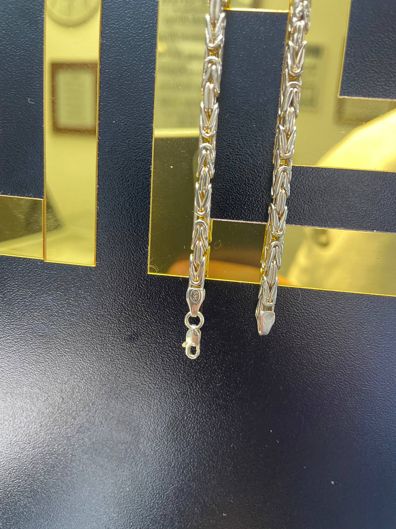 BYZANTINE KING Chain 585 14ct Yellow GOLD Mens SQUARE NECKLACE 26" 3MM - Sarraf Jewellers