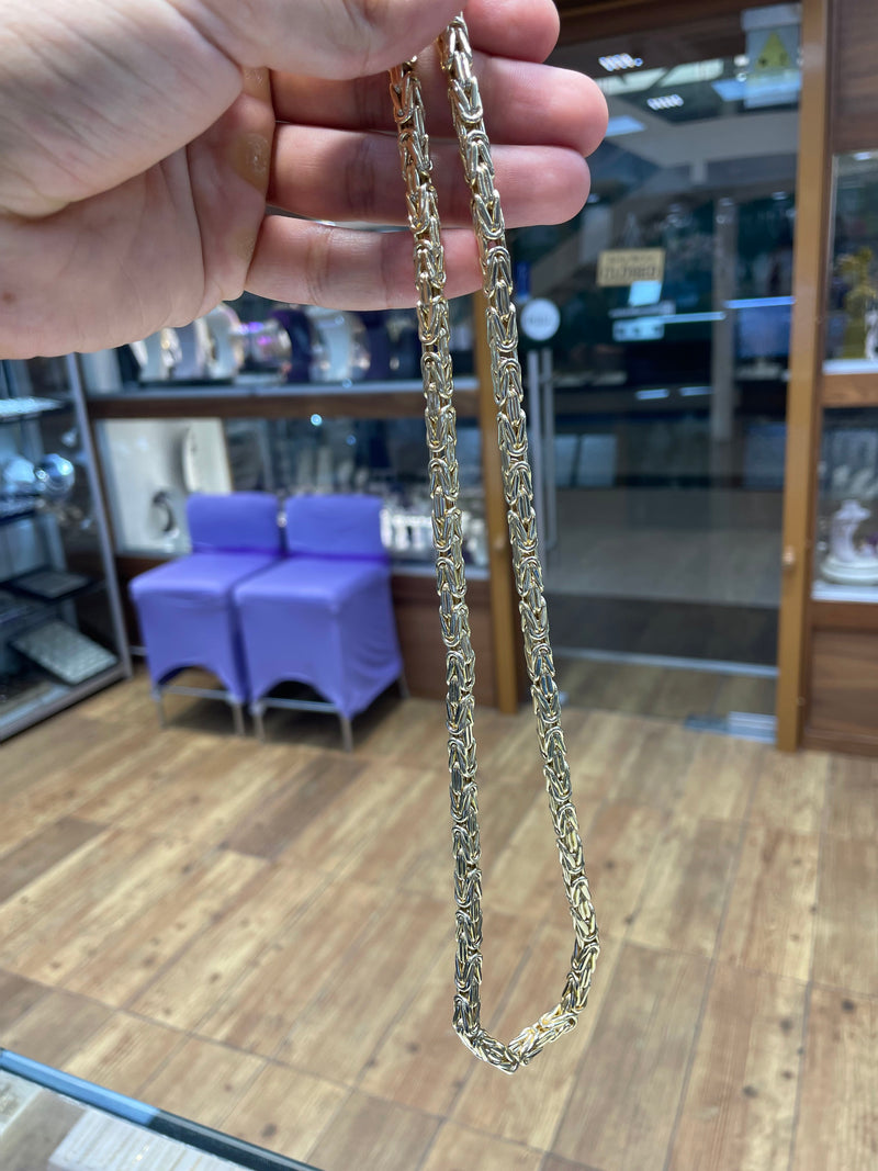 14k Solid Gold Byzantine Mens Chain 25'' - Sarraf Jewellers