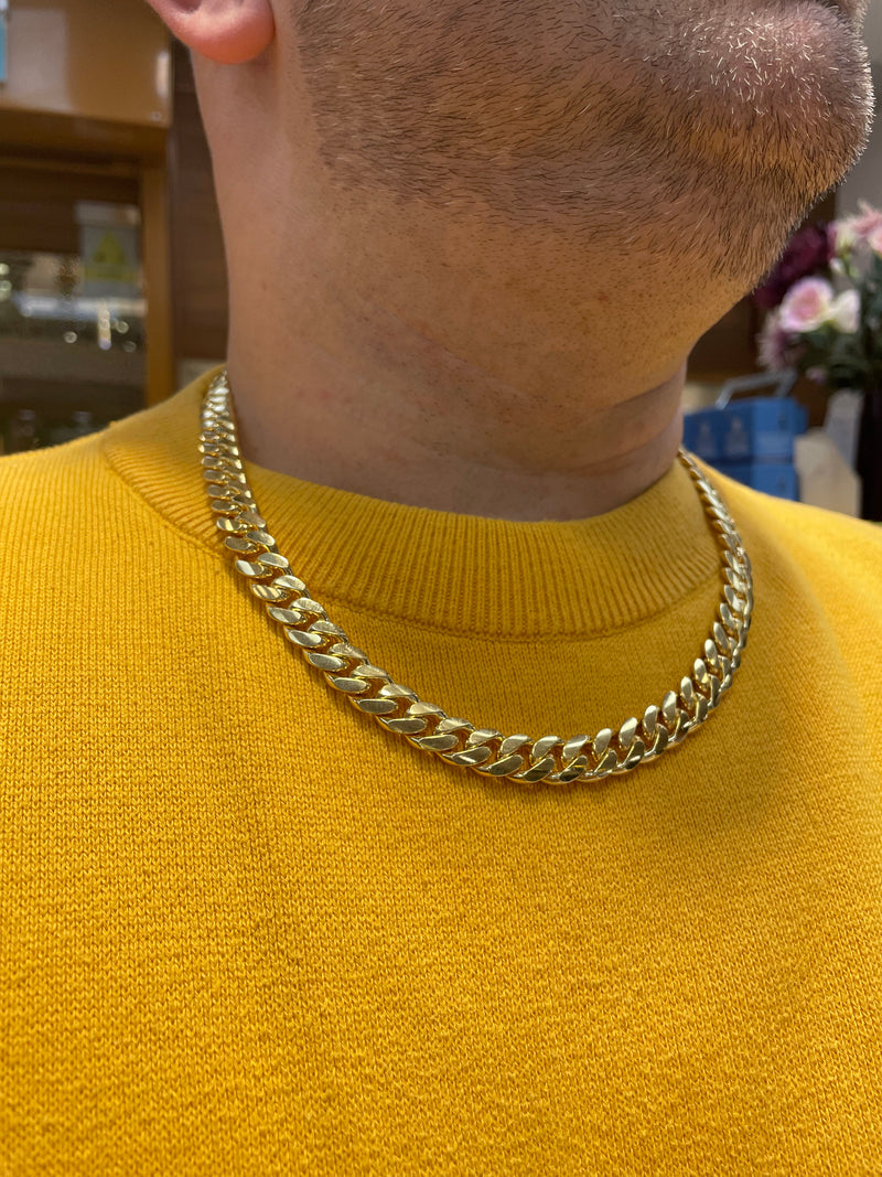 9ct Yellow Gold Mens Necklace Solid CURB Chain & Bracelet 9mm BRAND NEW - Sarraf Jewellers