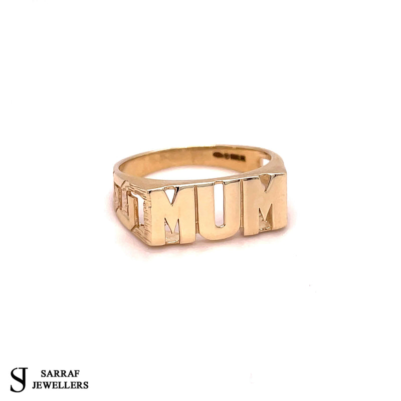 9ct Yellow Gold MUM Ring, PLAIN Pattern Style Shoulder WOMENS BRAND NEW - Sarraf Jewellers