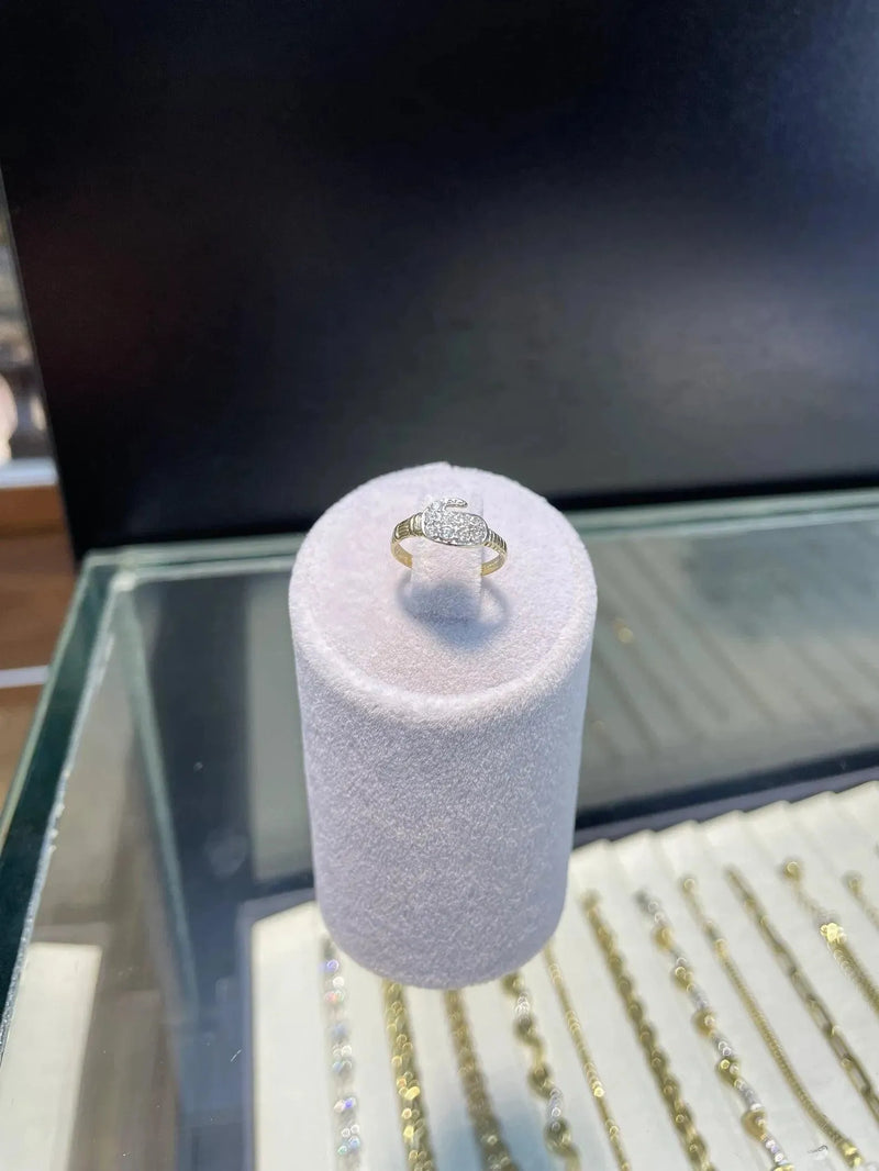 Boxing Glove Ring, 9ct Gold Baby Ring Childs Cubic Zirconia CZ Band Signet - Sarraf Jewellers