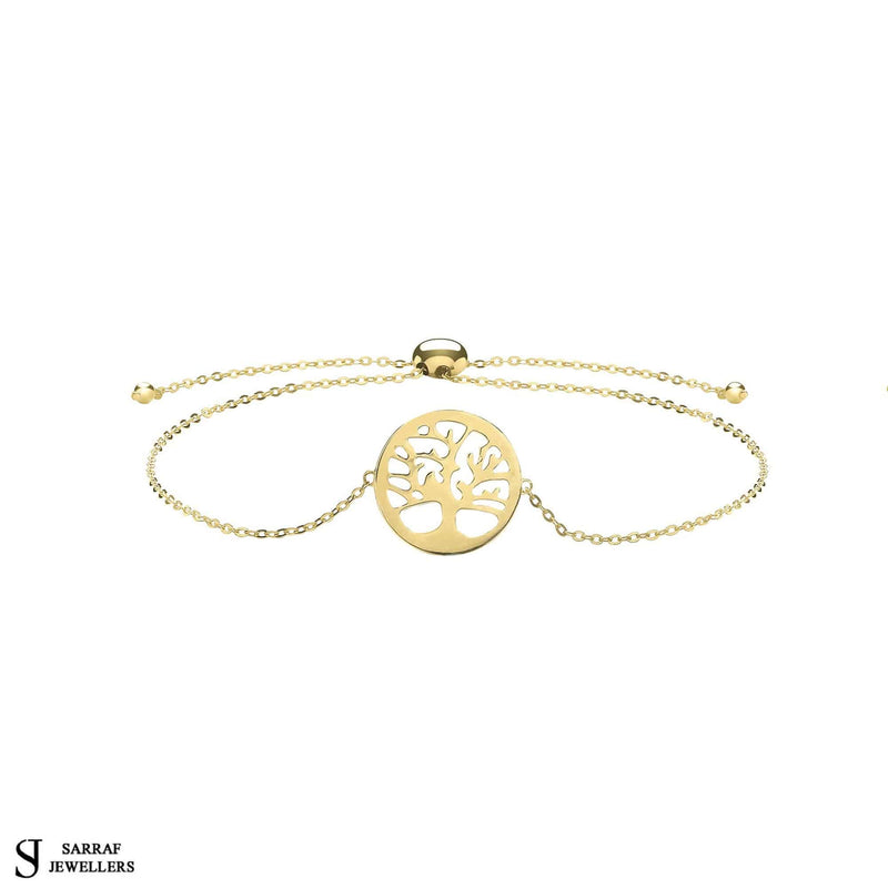 Tree of Life Bracelet, 9k Yellow Gold Pull Style Family Tree Adjustable Bracelet, Ladies Bracelet - Sarraf Jewellers