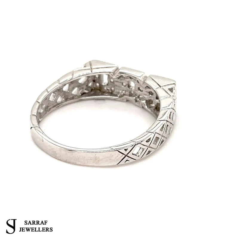 Dad Ring Sterling Silver Ring, Silver Ring, 925 Sterling Silver Clear Cubic Zirconia Gents Basket Shoulder - Sarraf Jewellers