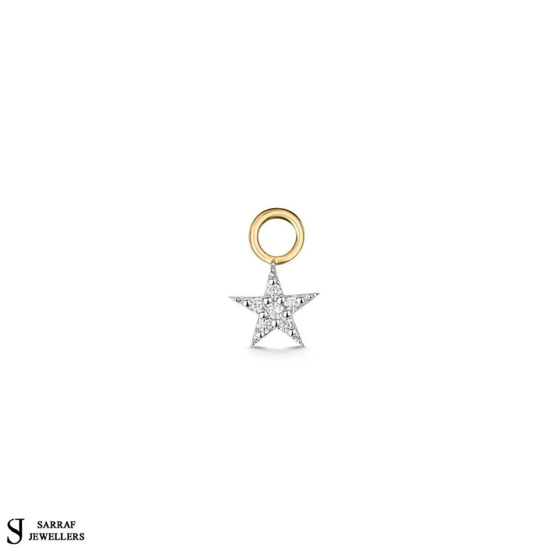 Diamond Star Charm for earrings, 9ct Gold Earring Star Charm For Ladies, Diamond Charm - Sarraf Jewellers