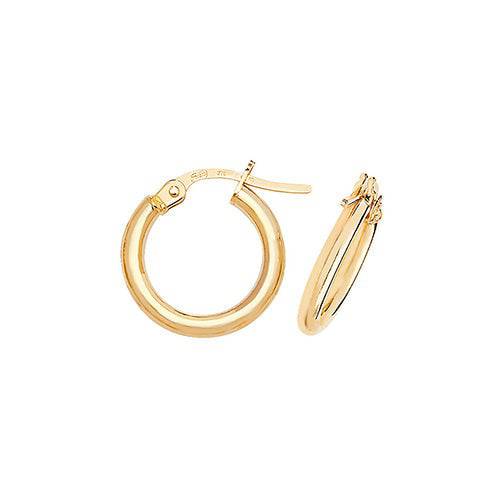 Gold Hoop Earring, 9ct Yellow Gold Plain Hoop Earrings, 9k Earrings, 10mm - 15mm - 20mm - 25mm - 30mm - 40mm - Sarraf Jewellers