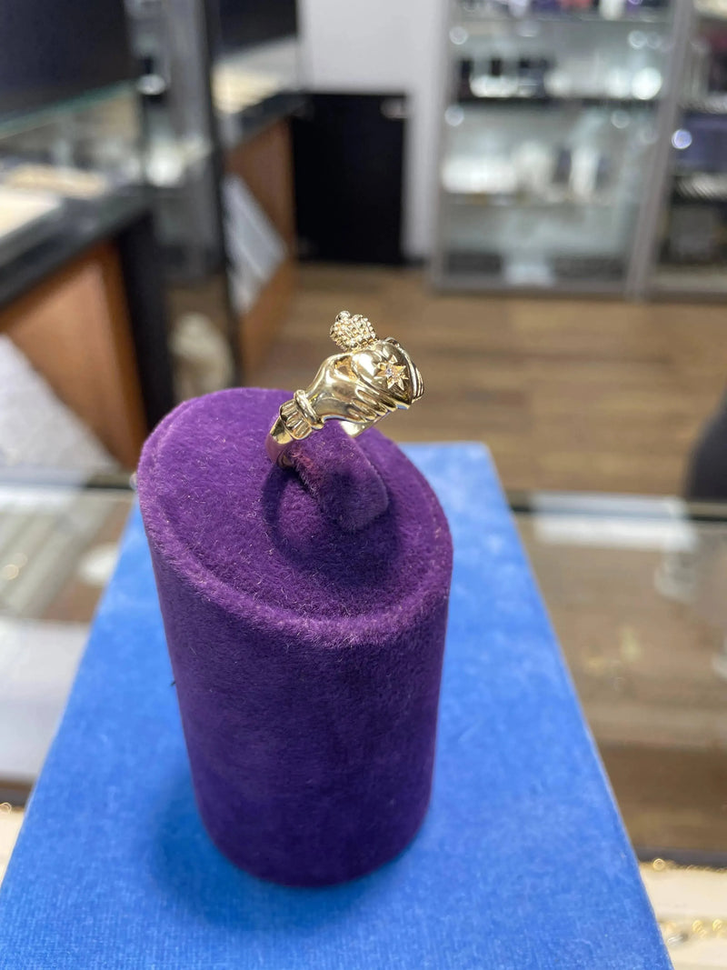 Genuine 9ct Yellow Traditional Ring Irish Claddagh Gold Ring, Ladies Mens Claddagh Gold Ring - Sarraf Jewellers
