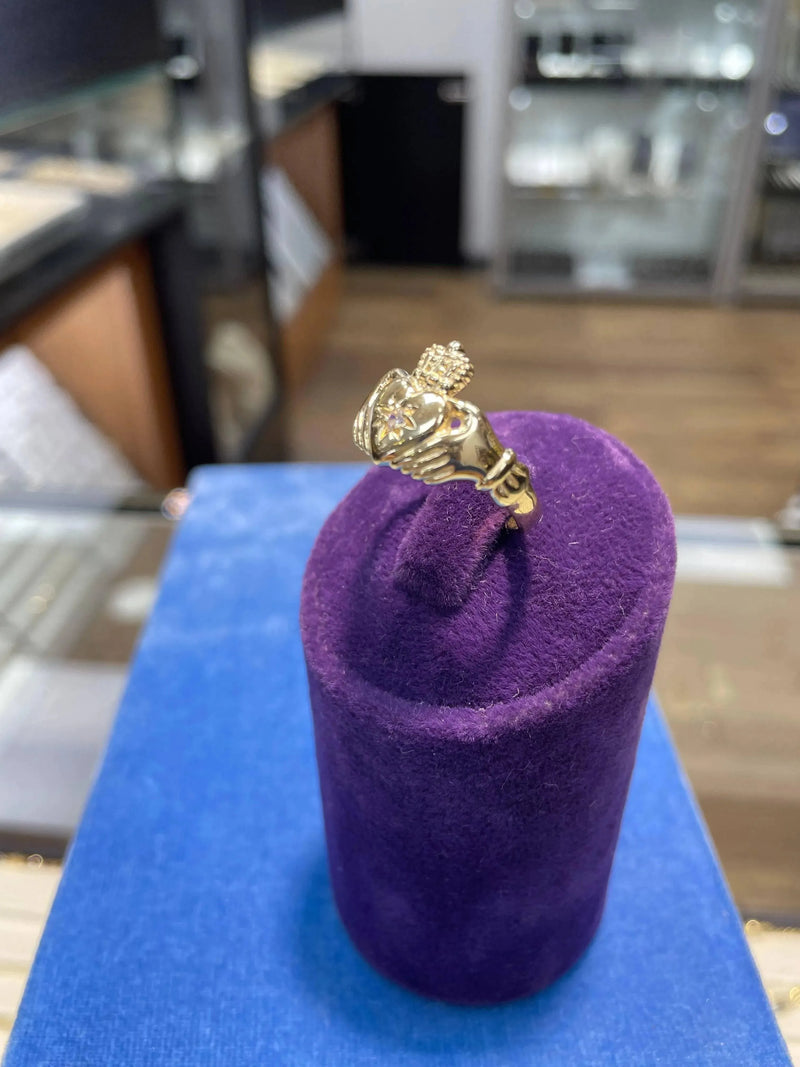 Genuine 9ct Yellow Traditional Ring Irish Claddagh Gold Ring, Ladies Mens Claddagh Gold Ring - Sarraf Jewellers