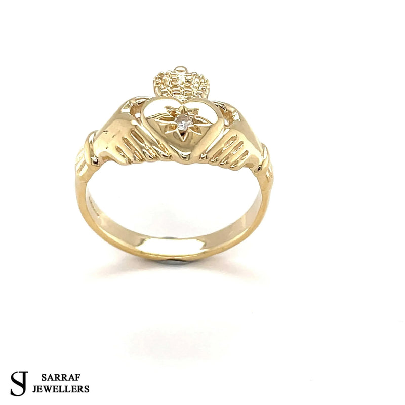 Genuine 9ct Yellow Traditional Ring Irish Claddagh Gold Ring, Ladies Mens Claddagh Gold Ring - Sarraf Jewellers