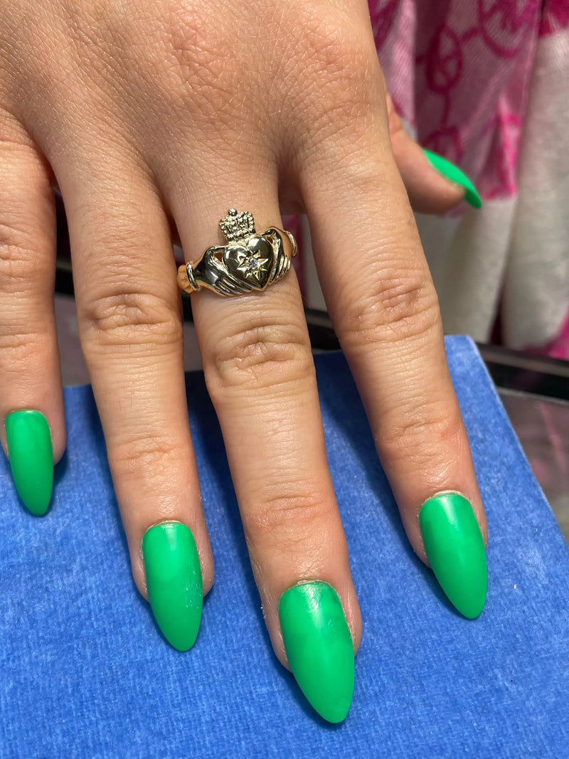 Genuine 9ct Yellow Traditional Ring Irish Claddagh Gold Ring, Ladies Mens Claddagh Gold Ring - Sarraf Jewellers