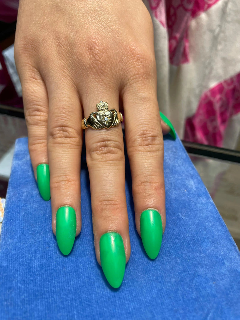 Genuine 9ct Yellow Traditional Ring Irish Claddagh Gold Ring, Ladies Mens Claddagh Gold Ring - Sarraf Jewellers
