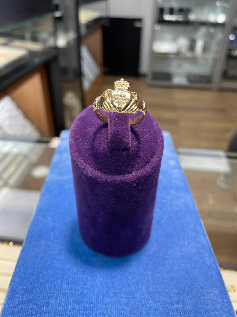 Genuine 9ct Yellow Traditional Ring Irish Claddagh Gold Ring, Ladies Mens Claddagh Gold Ring - Sarraf Jewellers