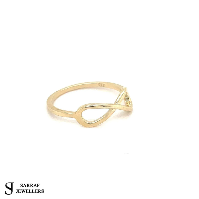 Gold Infinity Simple Ring, 9ct Yellow Gold Ladies Infinity Ring, Gold Crossover Ring - Sarraf Jewellers