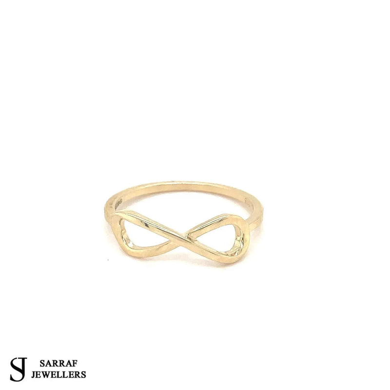 Gold Infinity Simple Ring, 9ct Yellow Gold Ladies Infinity Ring, Gold Crossover Ring - Sarraf Jewellers