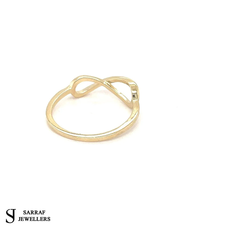 Gold Infinity Simple Ring, 9ct Yellow Gold Ladies Infinity Ring, Gold Crossover Ring - Sarraf Jewellers