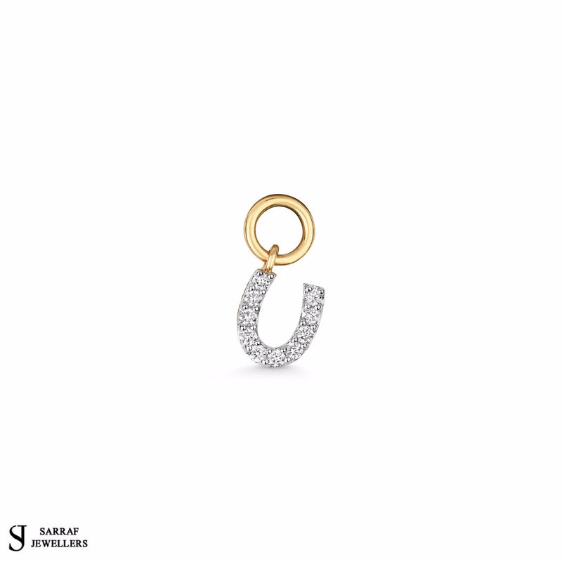 Diamond Horseshoe Charm for Earrings, 9k Yellow Gold Earring Charm For Ladies, Gifts for Her - Sarraf Jewellers