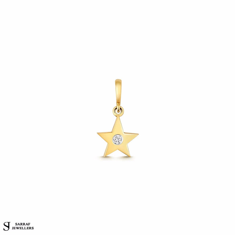 Diamond Star Pendant, Tiny Star Pendant 9k Gold Pendant, Diamond Pendant for Women, Gifts for Her - Sarraf Jewellers